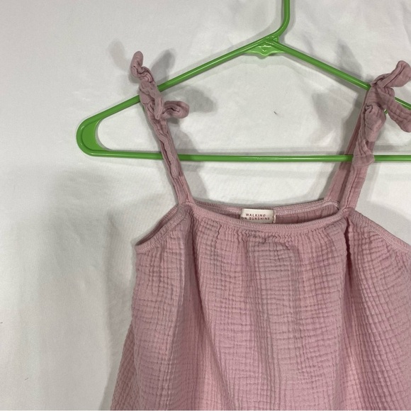 Walking on Sunshine Girl’s Tie Shoulder Dusty Pink Summer Top - Picture 2 of 6